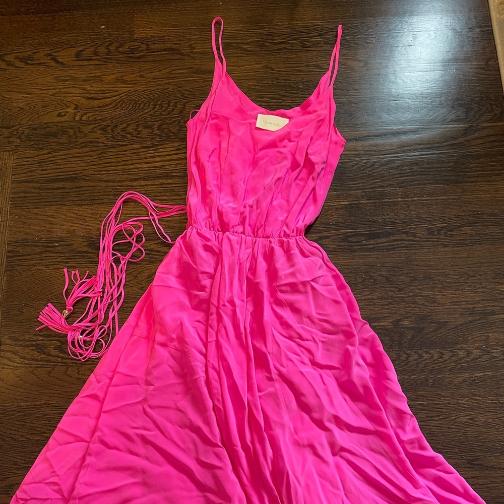 Yumi Kim hot pink Silk midi dress!